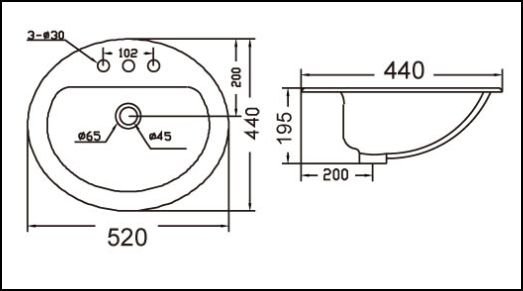 Skara 520mm Inset Vanity 1TH Basin