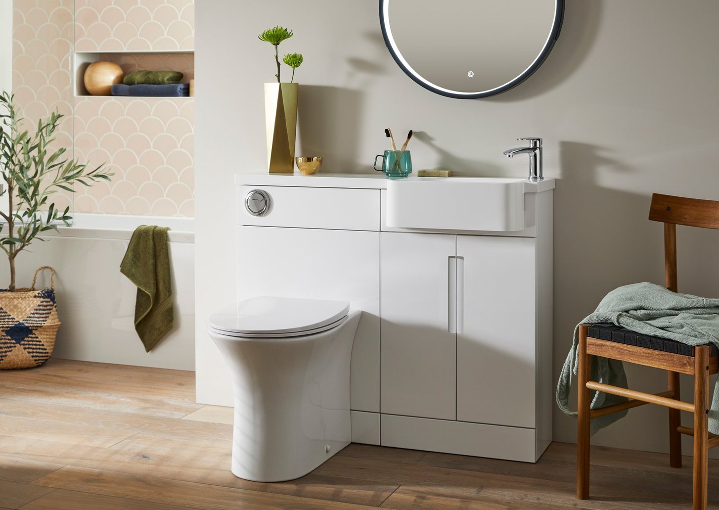 Lewis Slim 1000 Semi-Recessed Combination Unit (Right Hand Basin Option)