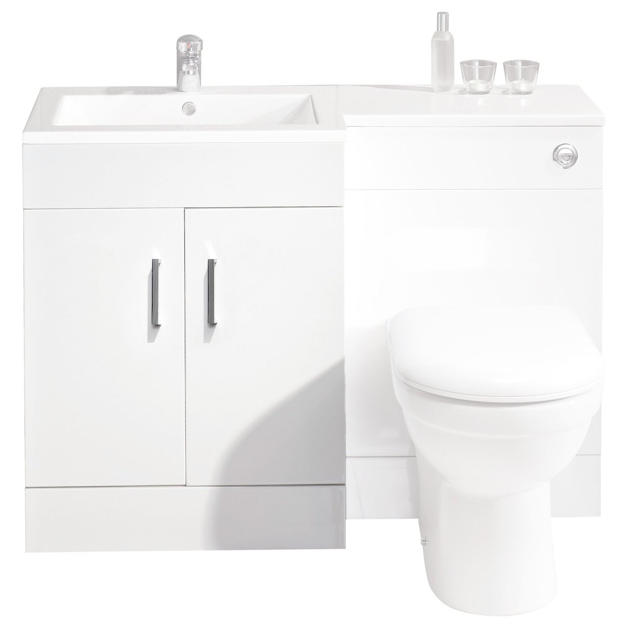 Lewis L Shape Basin Unit White Gloss