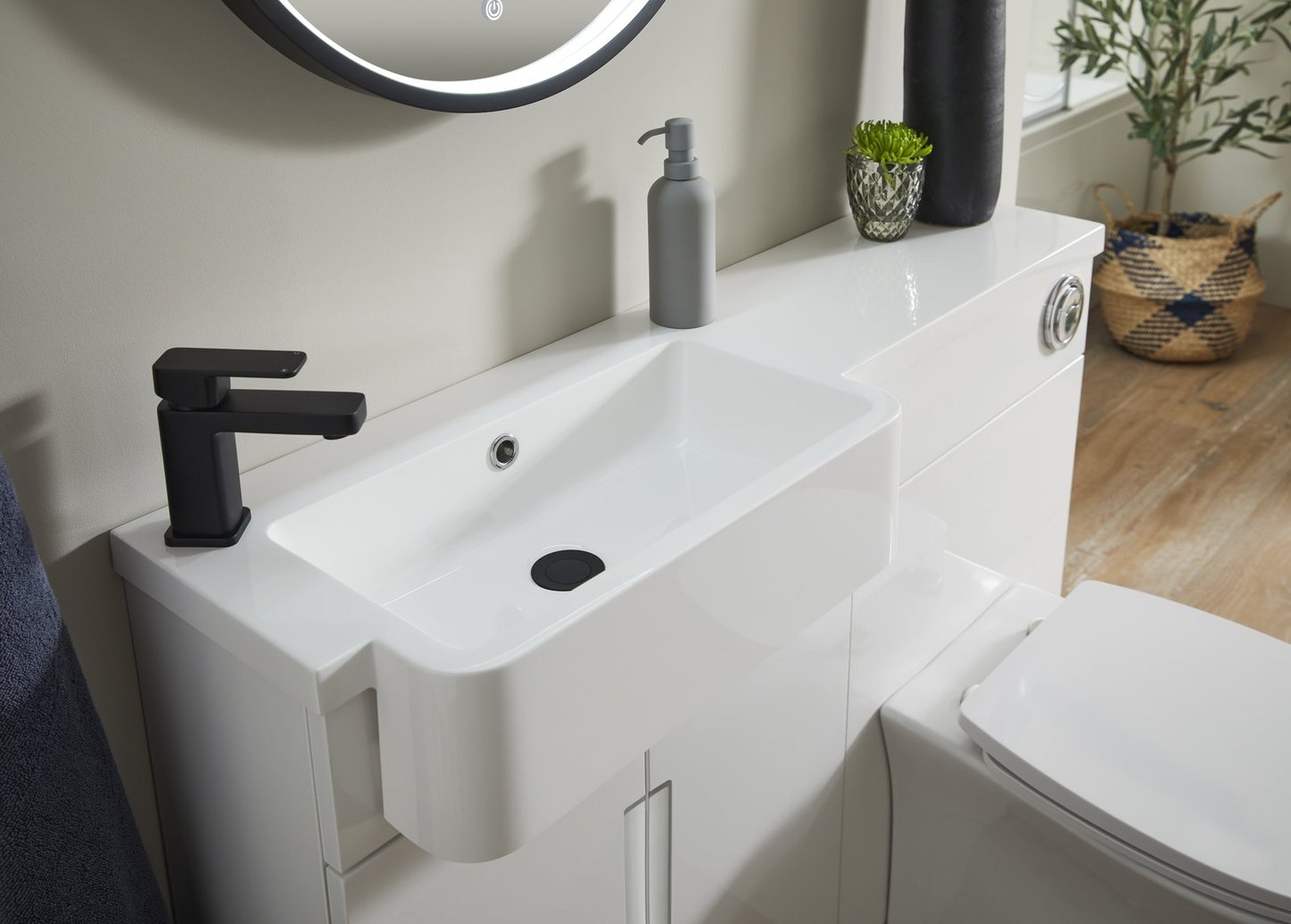 Lewis Slim 1100 Semi-Recessed Combination Unit (Left Hand Basin Option)