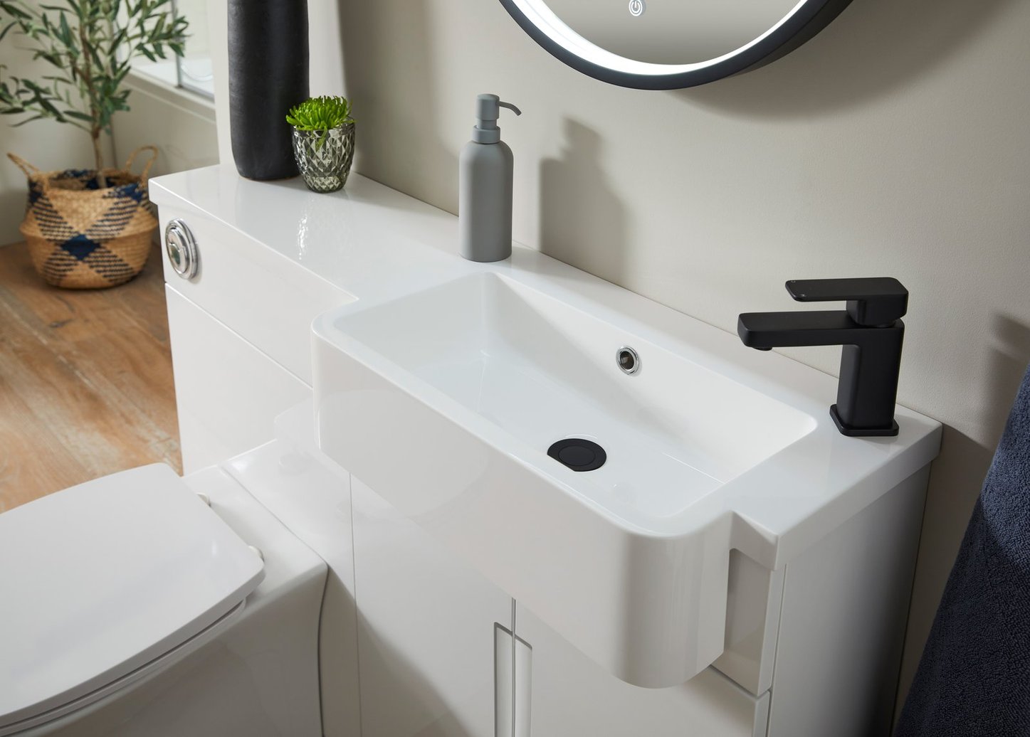 Lewis Slim 1100 Semi-Recessed Combination Unit (Right Hand Basin Option)