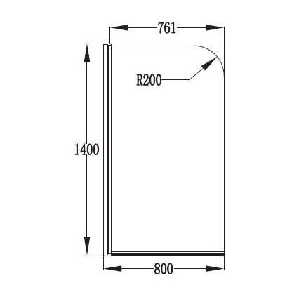 Leven Round Profile Over Bath Shower Screen Chrome 1400 x 800 x 5mm