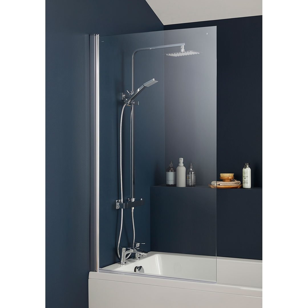 Troon Square Profile Over Bath Shower Screen Chrome 1400 x 800 x 5mm