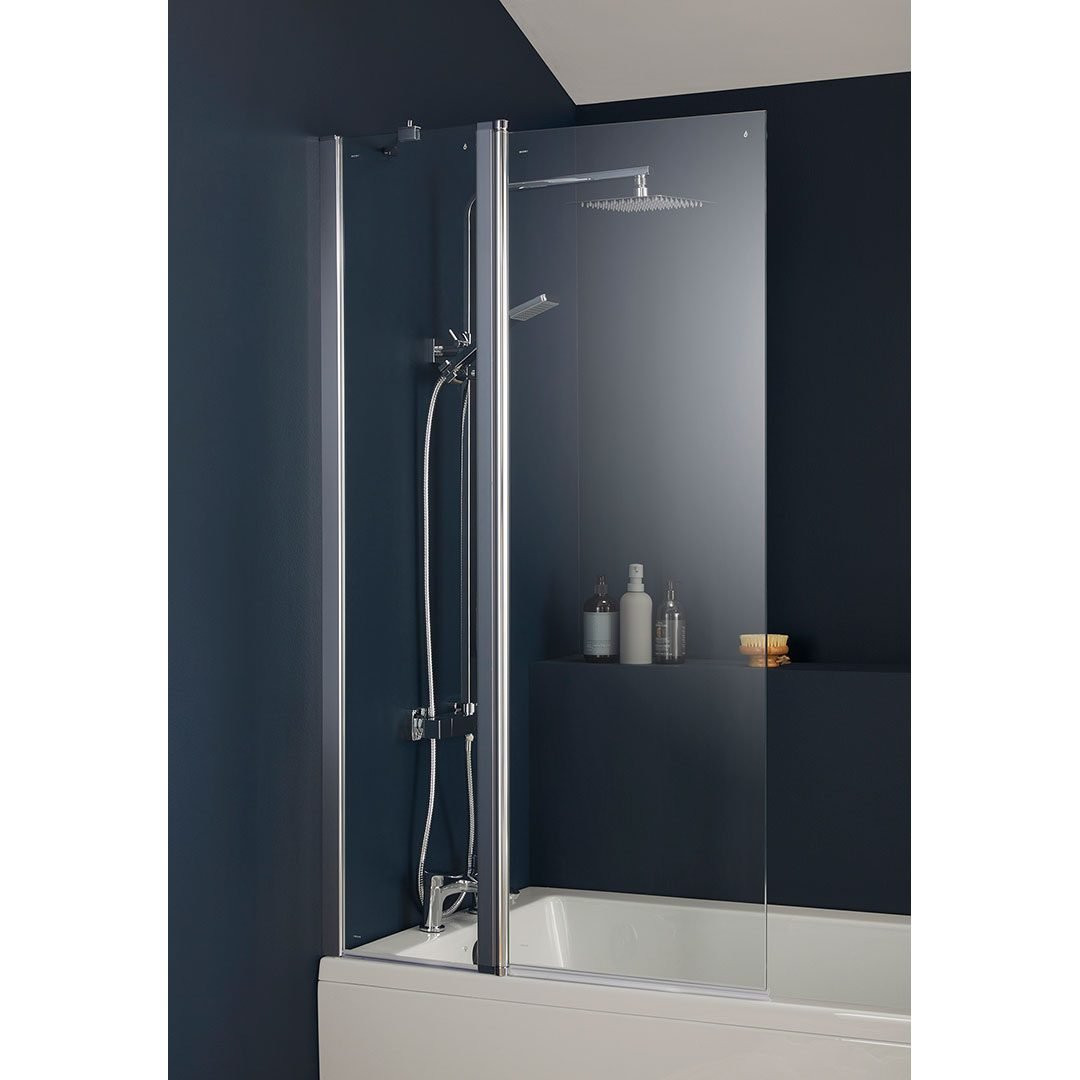 Esk Double Folding Over Bath Shower Screen Chrome 1400 x 850 x 6mm