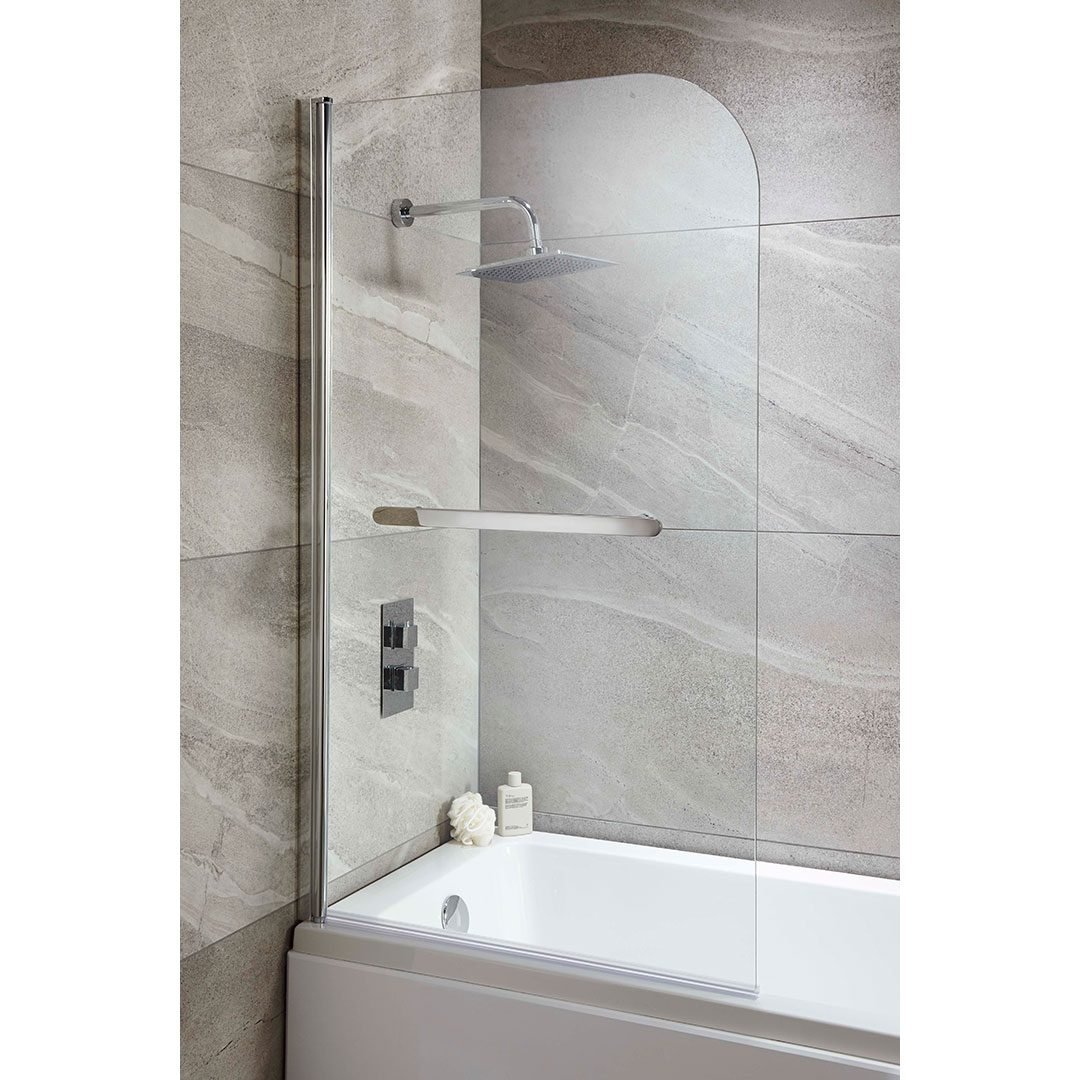 Brora Round Profile Over Bath Shower Screen With Towel Rail