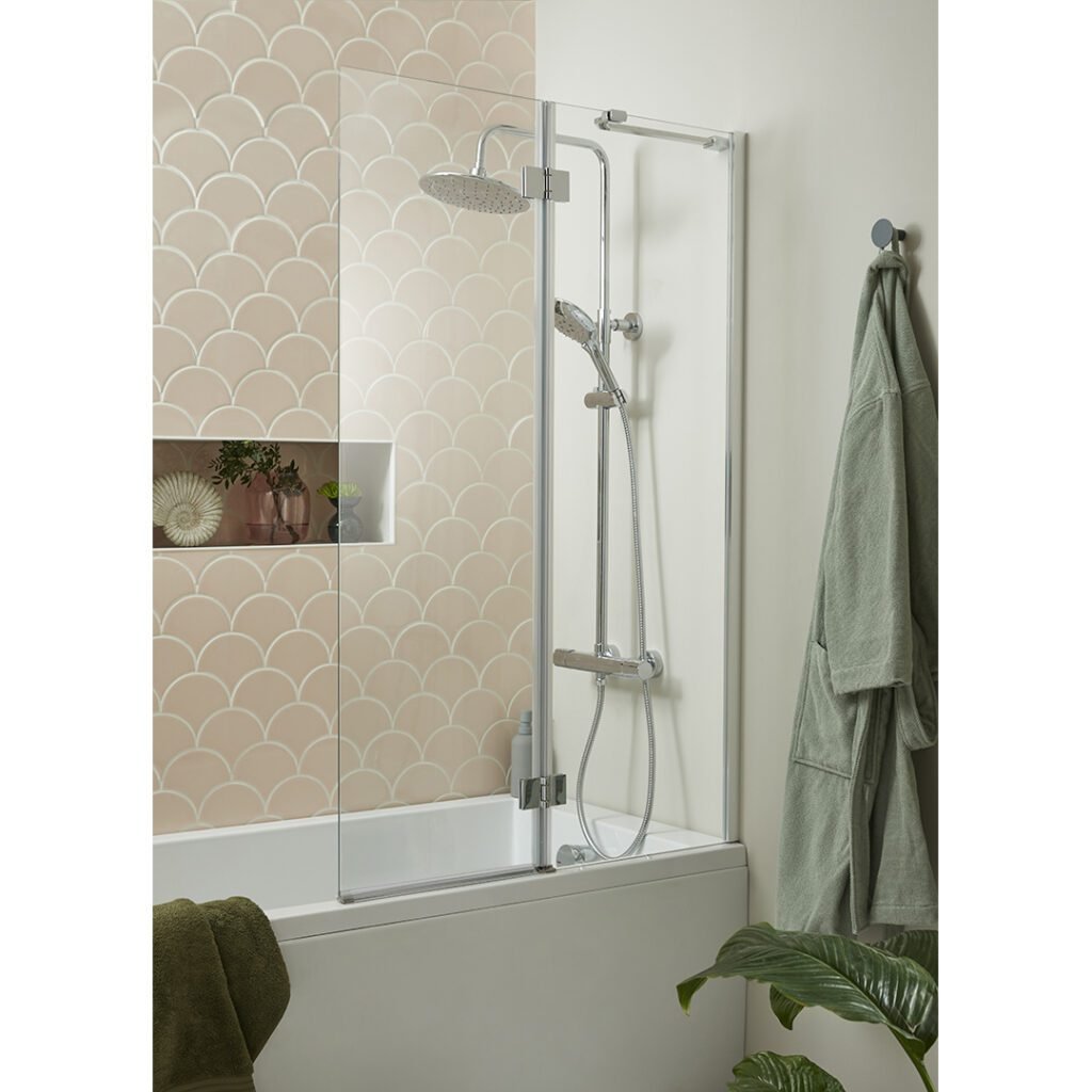 Dornoch double Folding Bath screen Chrome