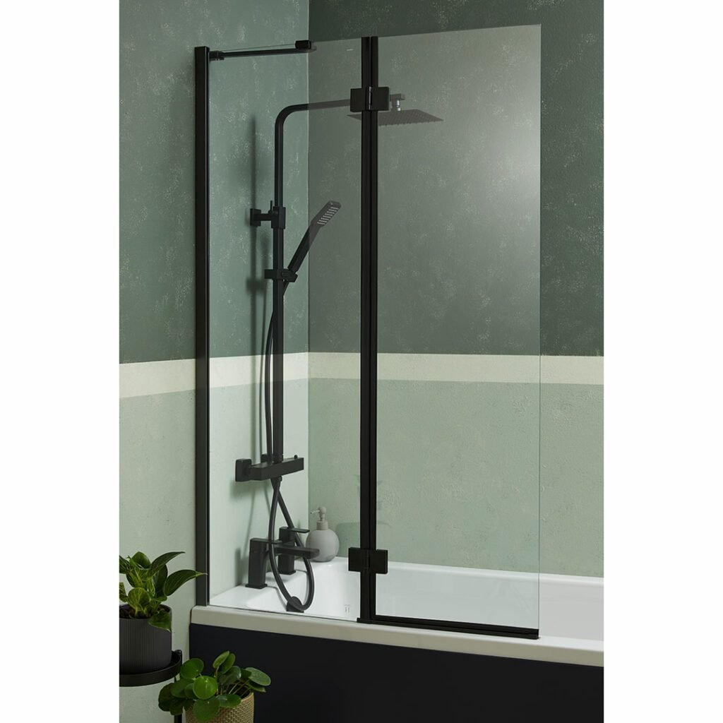 Dornoch double Folding Bath screen Black