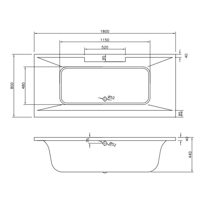 Iona Bath 1800 x 800mm Bath