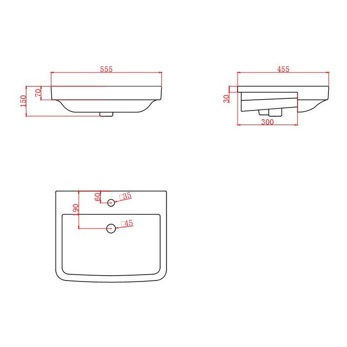 Iona Semi Recessed 1TH Basin