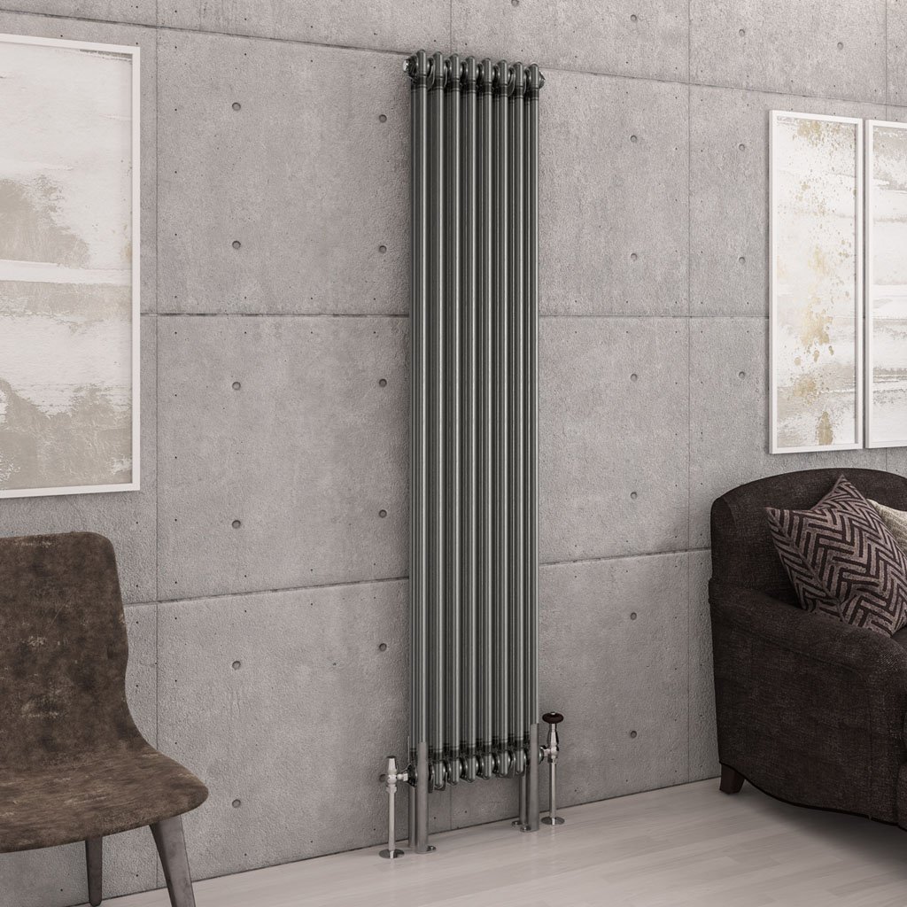 Imperia 2 Column Radiator 1800 x 380mm - Bare Metal
