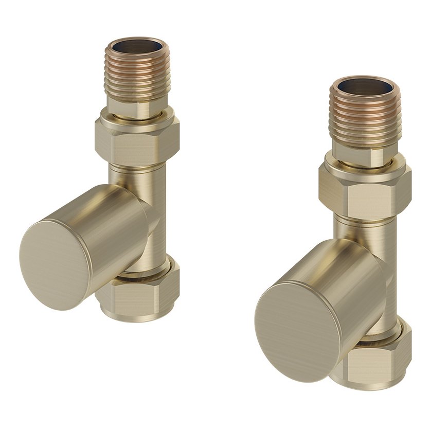 Straight Radiator Valves (pair) Brushed Brass