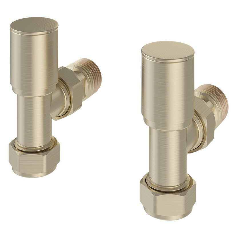 Angled Radiator Valves (pair) Brushed Brass