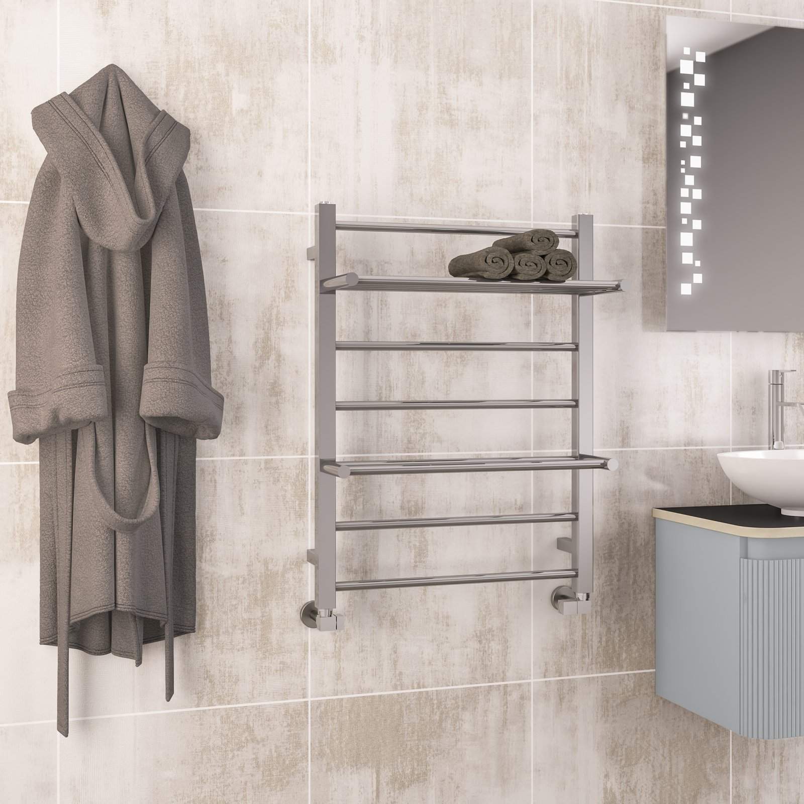 Velino Stainless Steel Towel Rail 800 x 600 - Mirror Polished