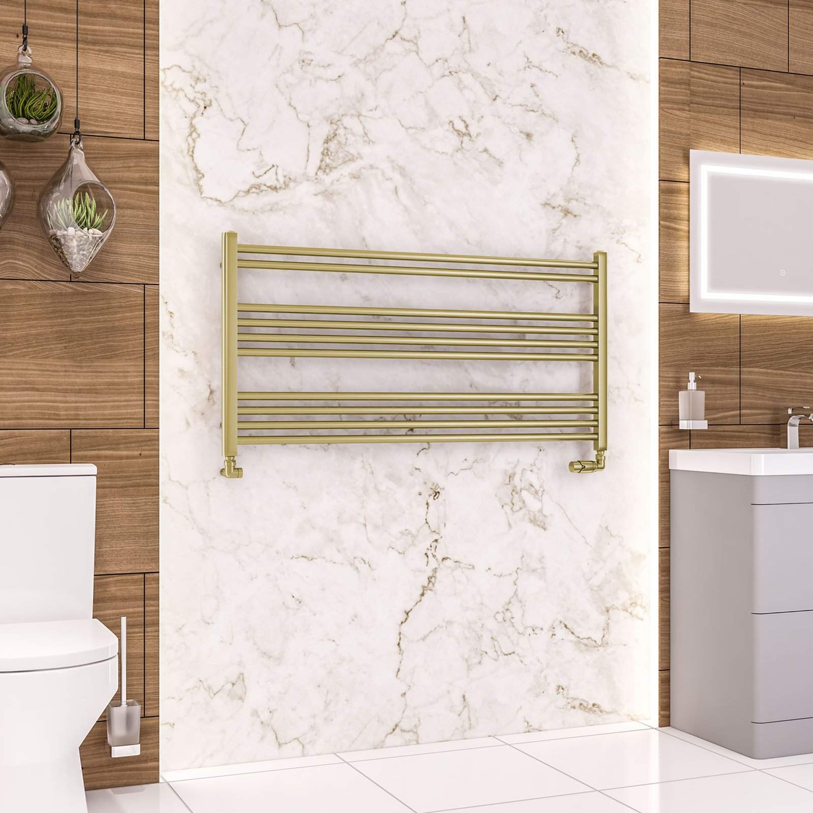 Wendover Straight Multirail 600 x 1200 - Brushed Brass