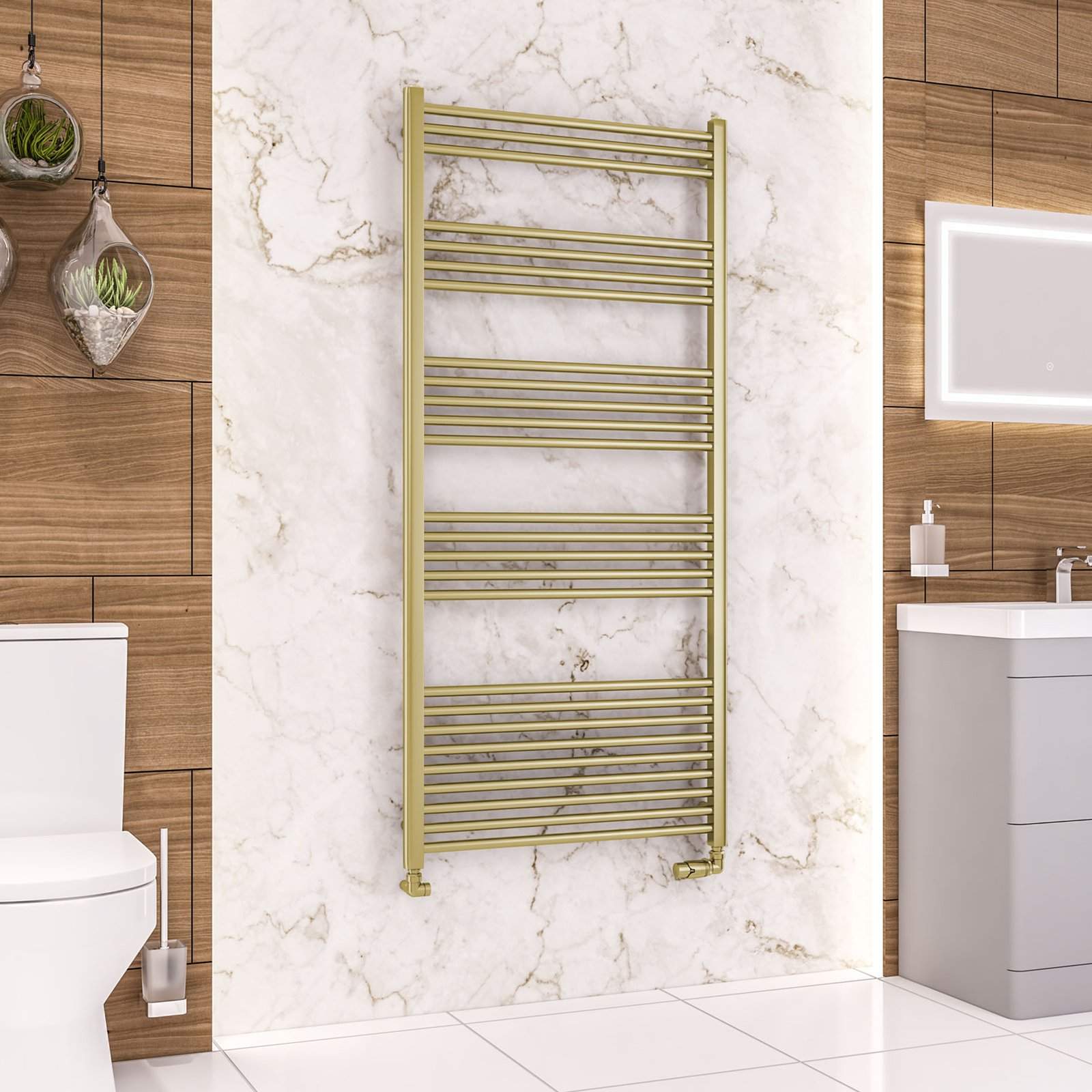 Wendover Straight Multirail 1600 x 750 - Brushed Brass