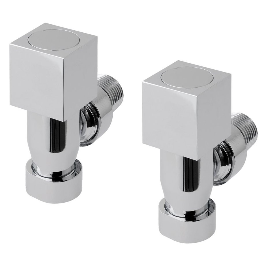 Square Angled Radiator Valves Chrome