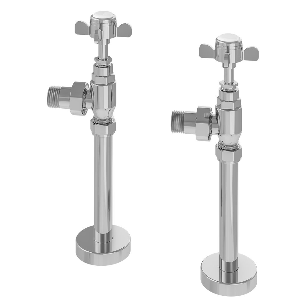 Pair of Traditional Rad Valves + Tails Chrome