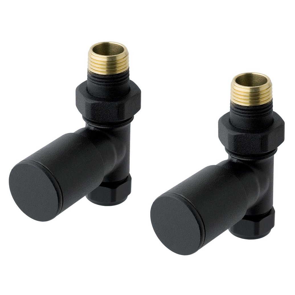 Straight radiator valve (pair) Matt Black