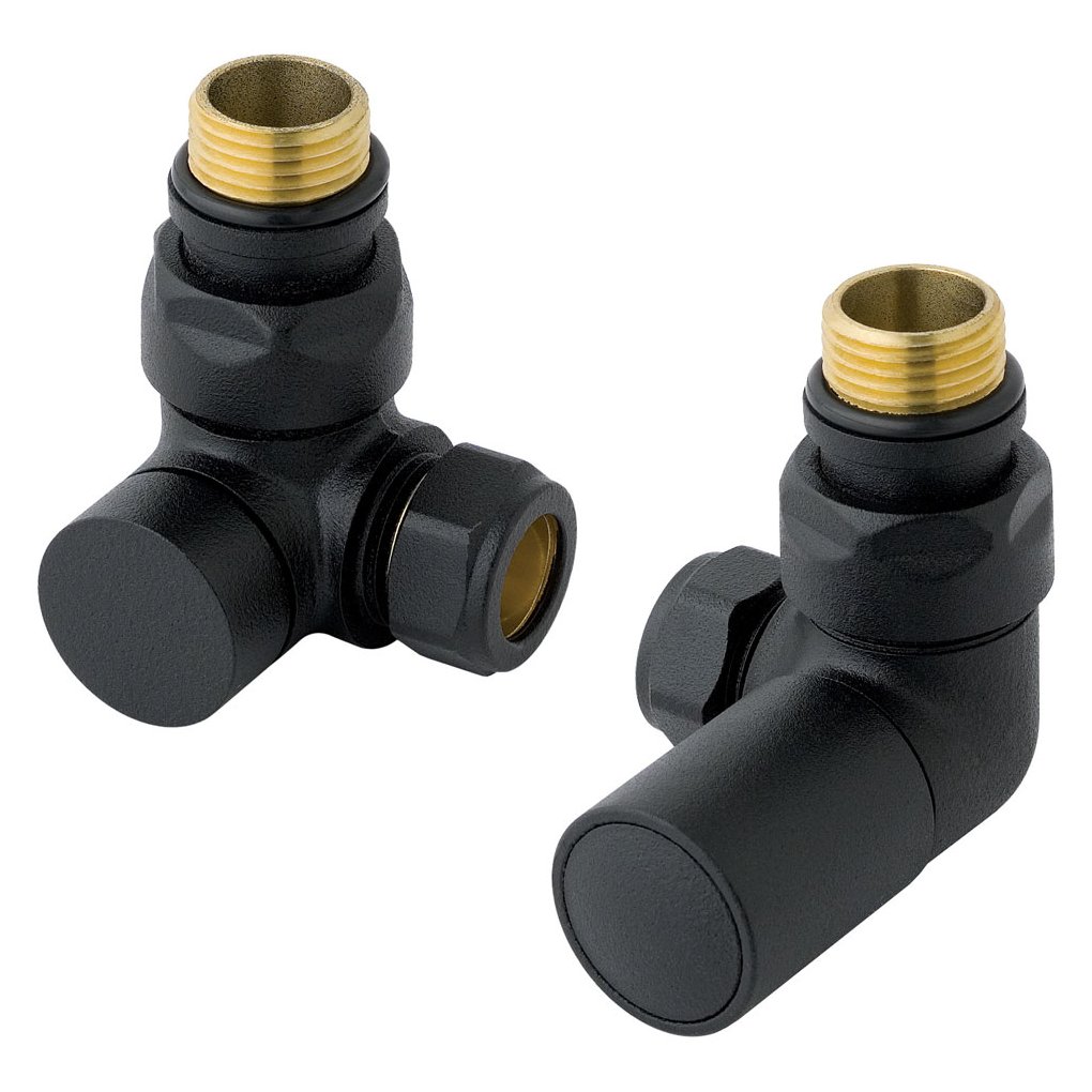Corner Radiator Valves (pair) Matt Black