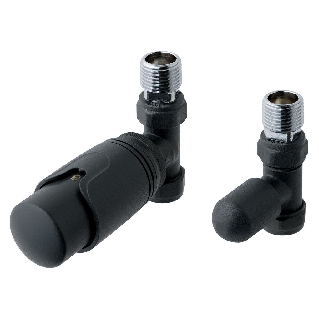 15mm Straight TRV and Lockshield Valve Matt Anthracite