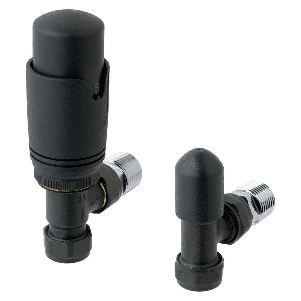 15mm Angled TRV and Lockshield Valve Matt Anthracite