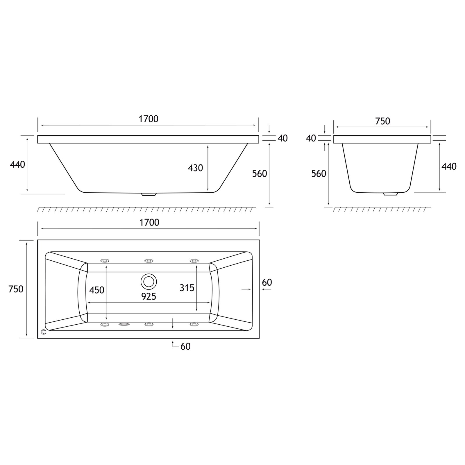 Beauforte Portland DE  1700x750 (440) 6 jet whirlpool