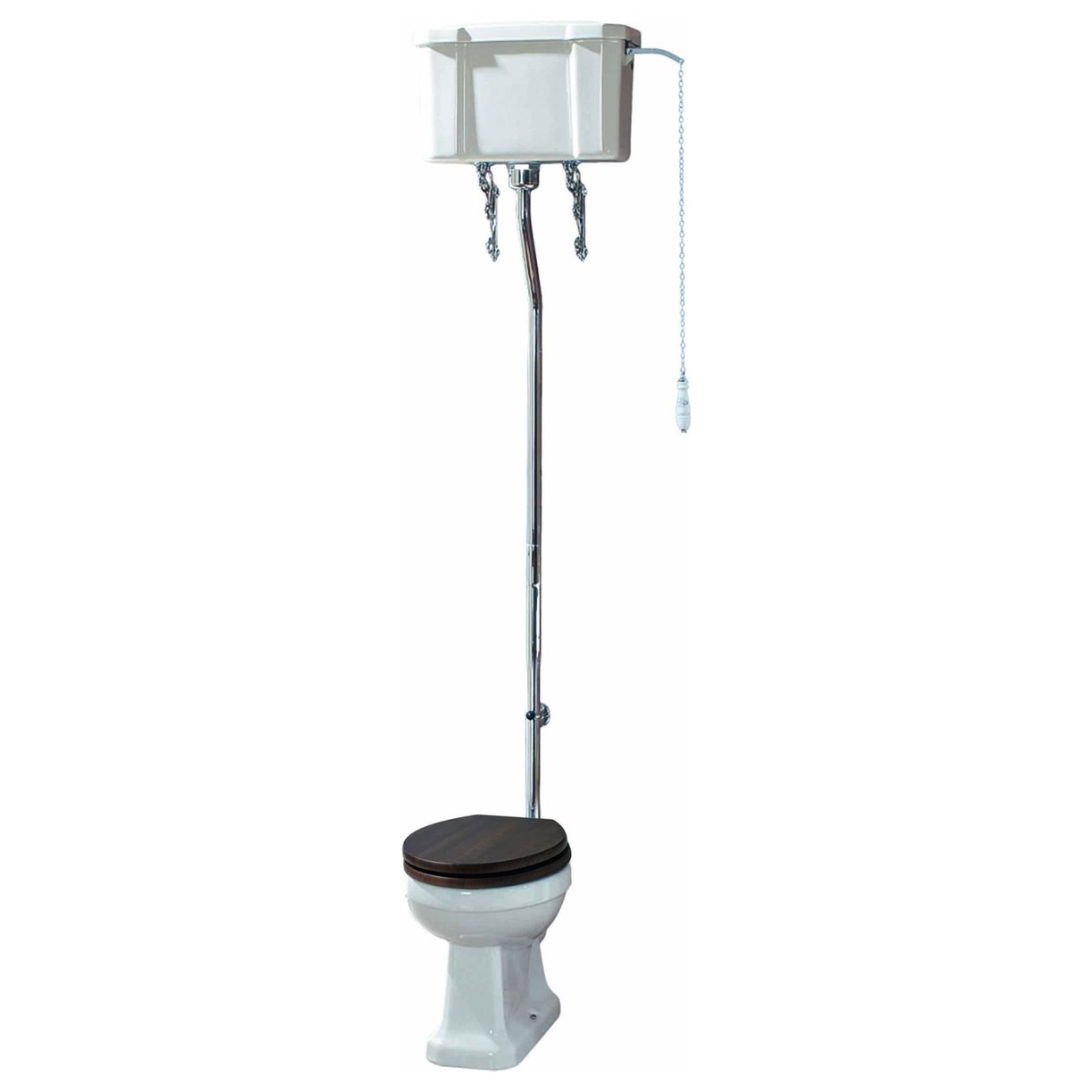 Dunbar High Level WC Pan, Cistern & Walnut Finish Soft Close Seat