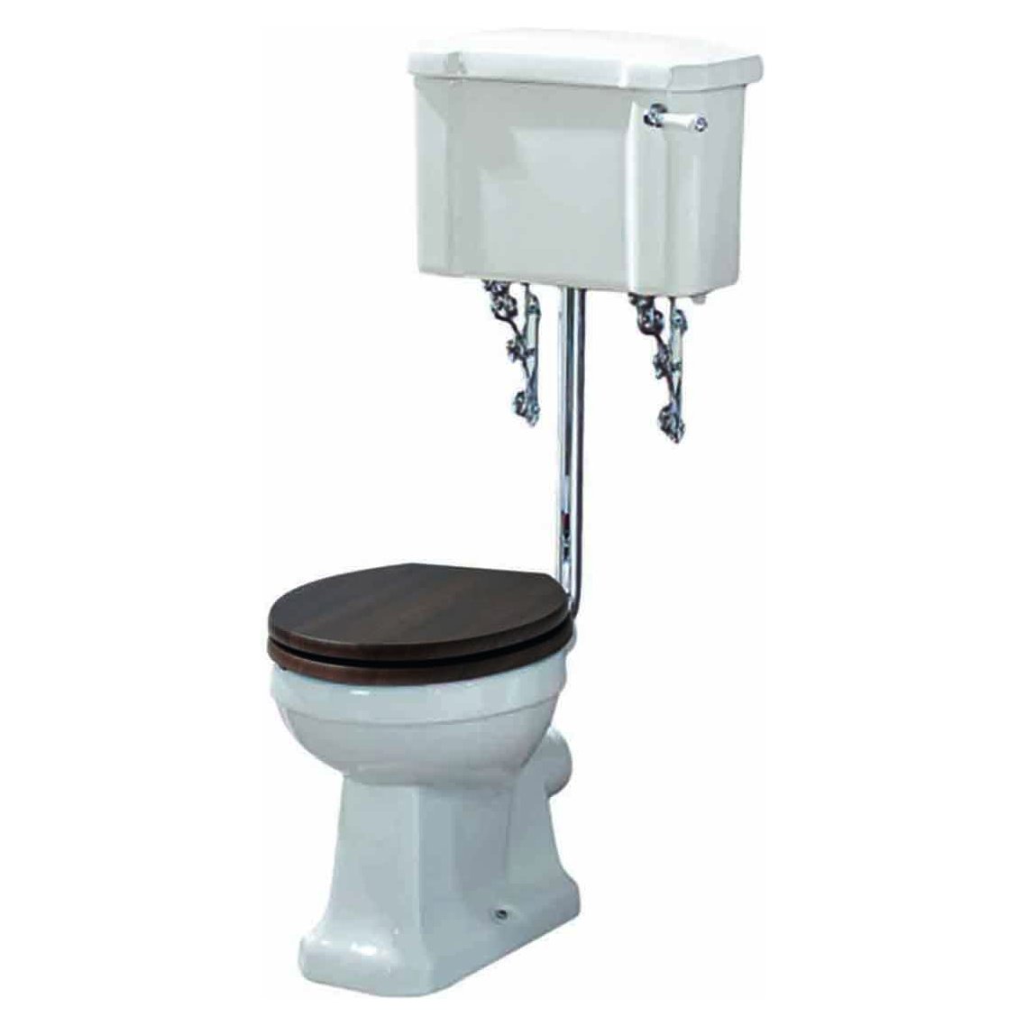 Dunbar Low Level WC Pan, Cistern & Walnut Finish Soft Close Seat