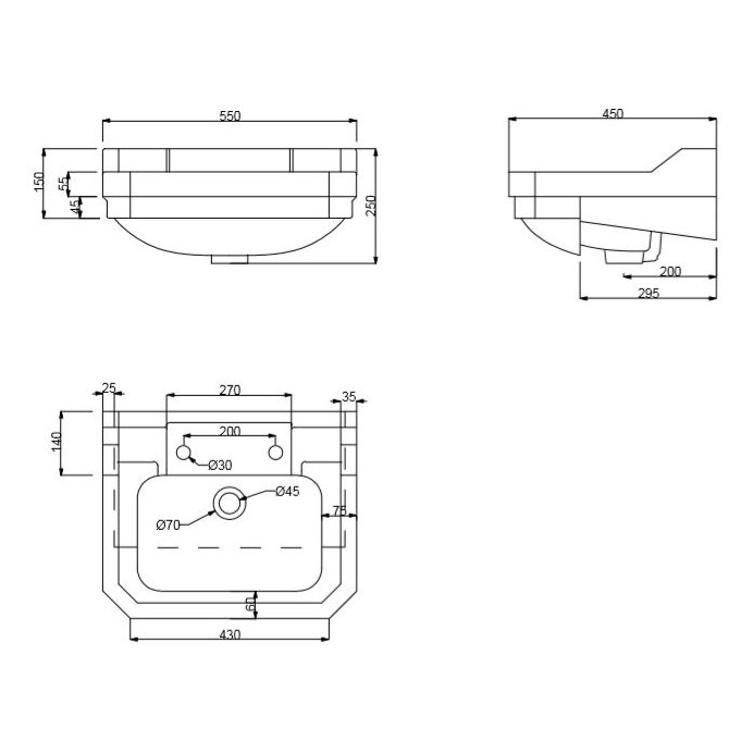 Dunbar Semi Recessed Basin 2TH