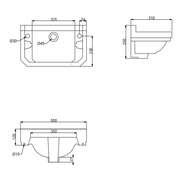 Dunbar Cloakroom Basin 2TH