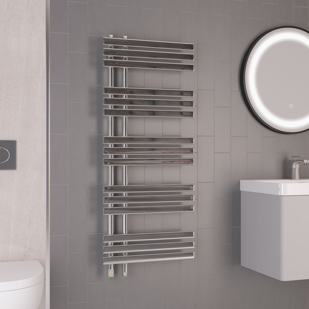 Loddon Dry Element Towel Rail 1200 x 500 - Chrome