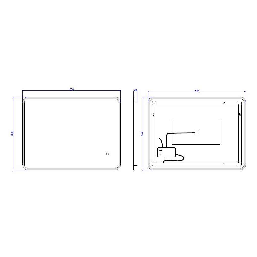 Avon LED Mirror 800 x 600mm