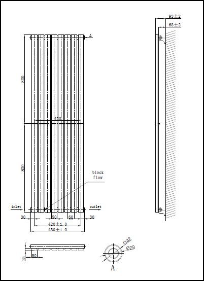 Lomond 480 x 1600mm Vertical Towel Warmer CP