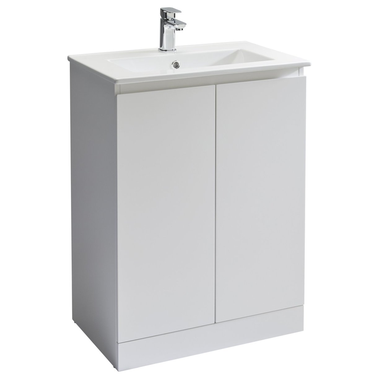 Rothes 600 Floor Standing Slim 2-Door Vanity Unit with Ceramic Basin
