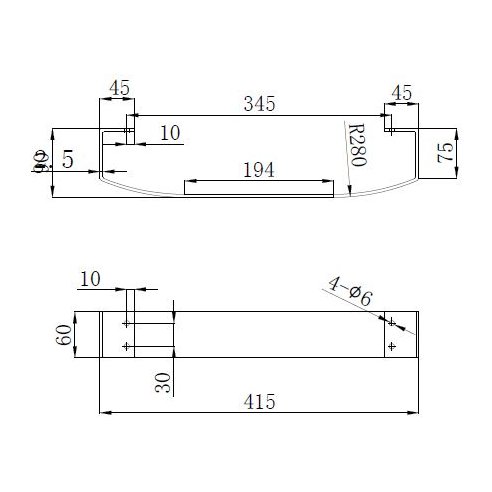 Nevis Towel Bar Chrome 415 x 60 x 90mm