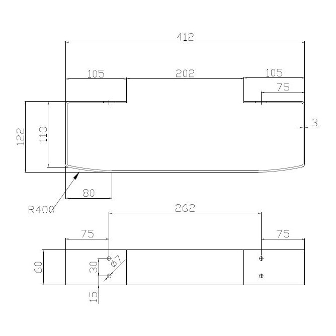 Appin Towel Bar Chrome 418 x 60 x 143mm