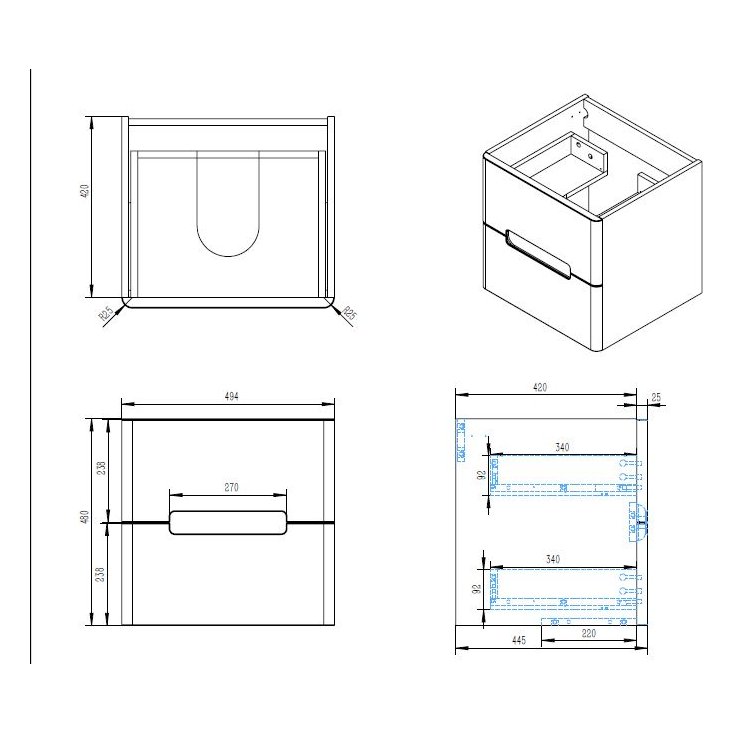 Selkirk 500 Wall Hung 2-Drawer with Armastone Basin