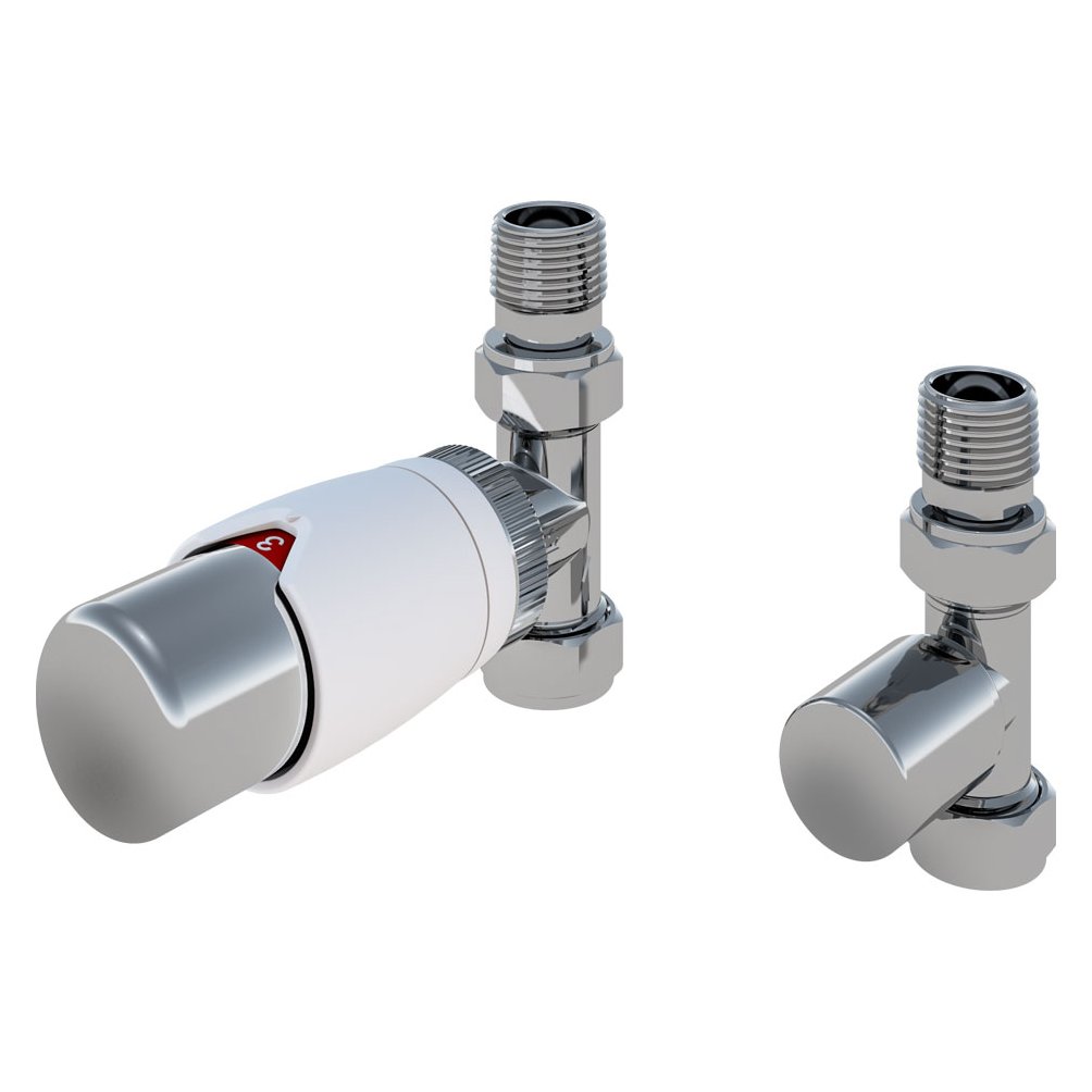 Straight Designer TRV with Lockshield 15mm Chrome/White