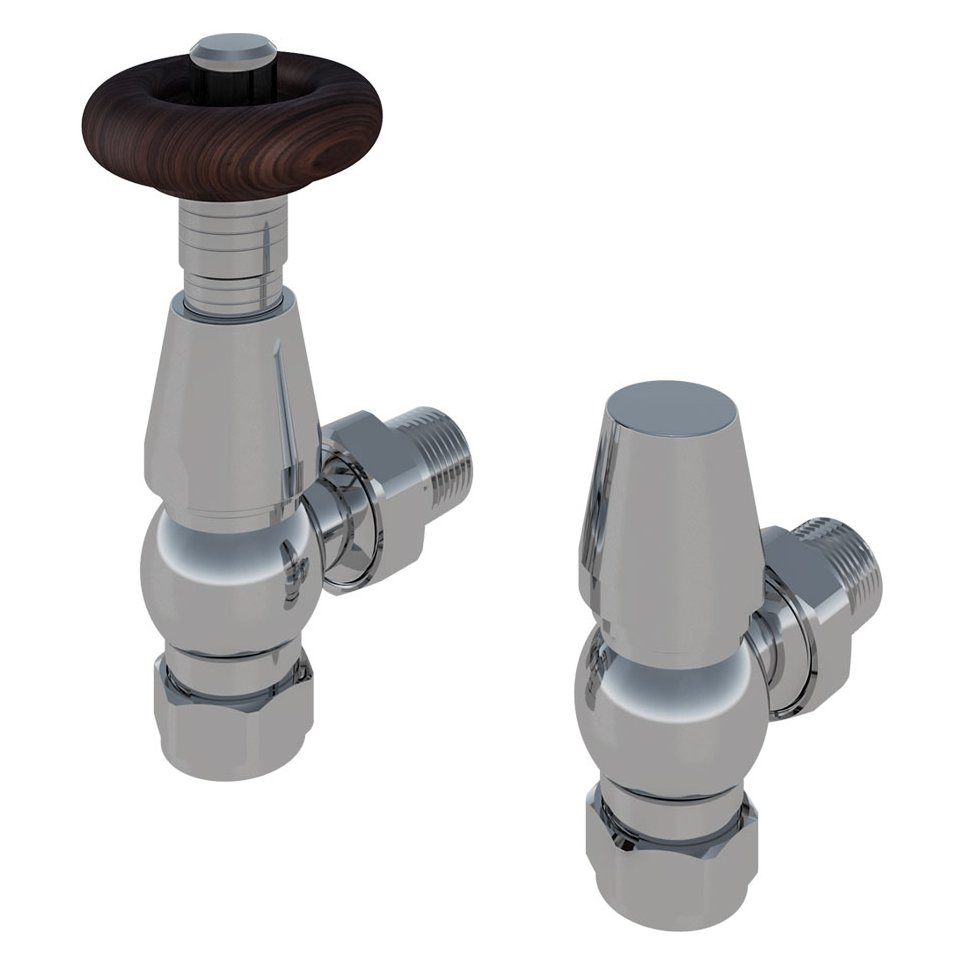Angle Traditional TRV with Lockshield 15mm Chrome
