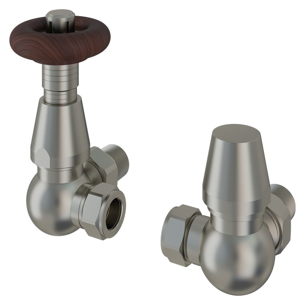 Corner Traditional TRV with Lockshield 15mm Satin Nickel