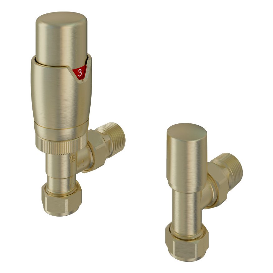 15mm Angled TRV and Lockshield Valve