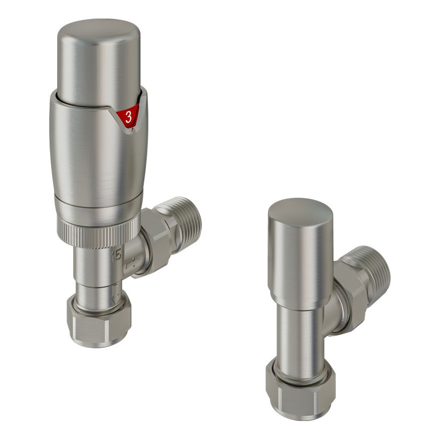 15mm Angled TRV and Lockshield Valve