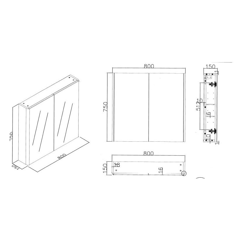 Fife 800mm Mirror Cabinet Slate