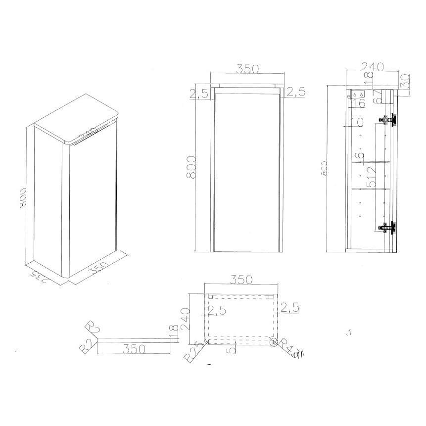 Fife Tall Boy 800 x 350mm Slate