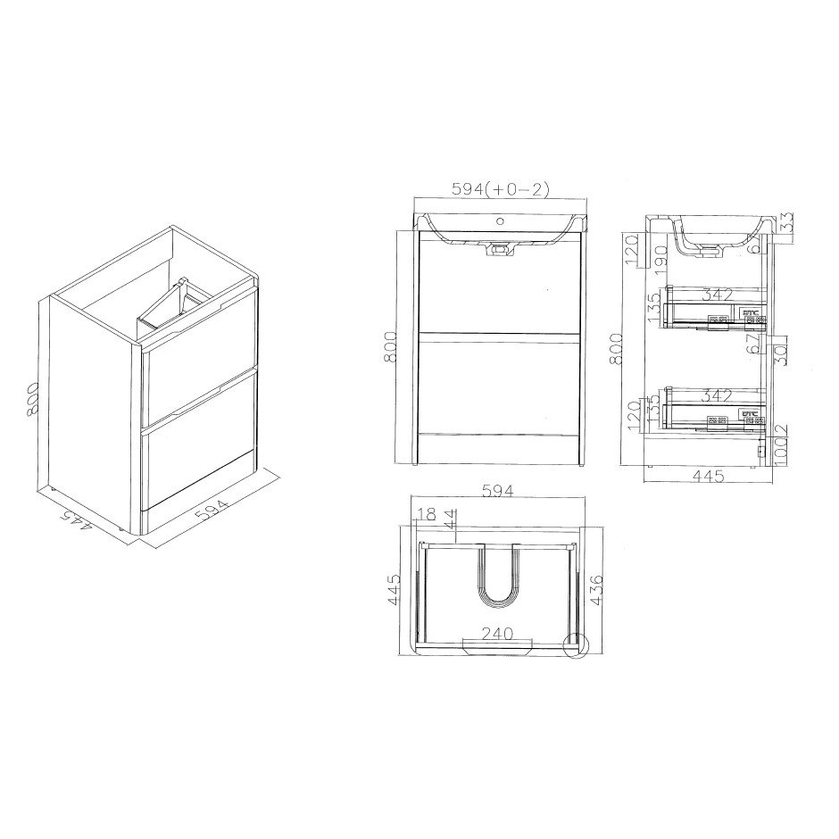 Fife 600 Floor Standing 2-Drawer Vanity Unit with Armastone Basin