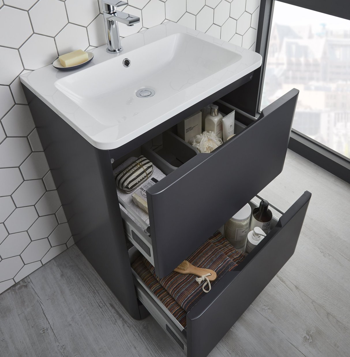 Fife 600 Floor Standing 2-Drawer Vanity Unit with Armastone Basin