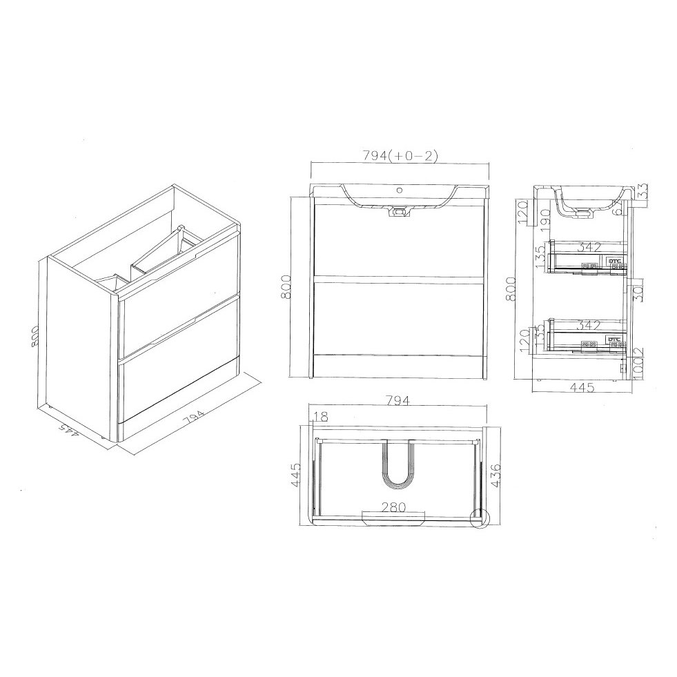 Fife 800 Floor Standing 2-Drawer Vanity Unit with Armastone Basin