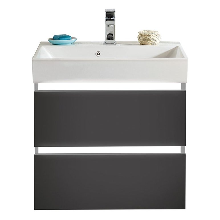 Jura 600 LED Wall Hung 2-Drawer with Slope Armastone Basin