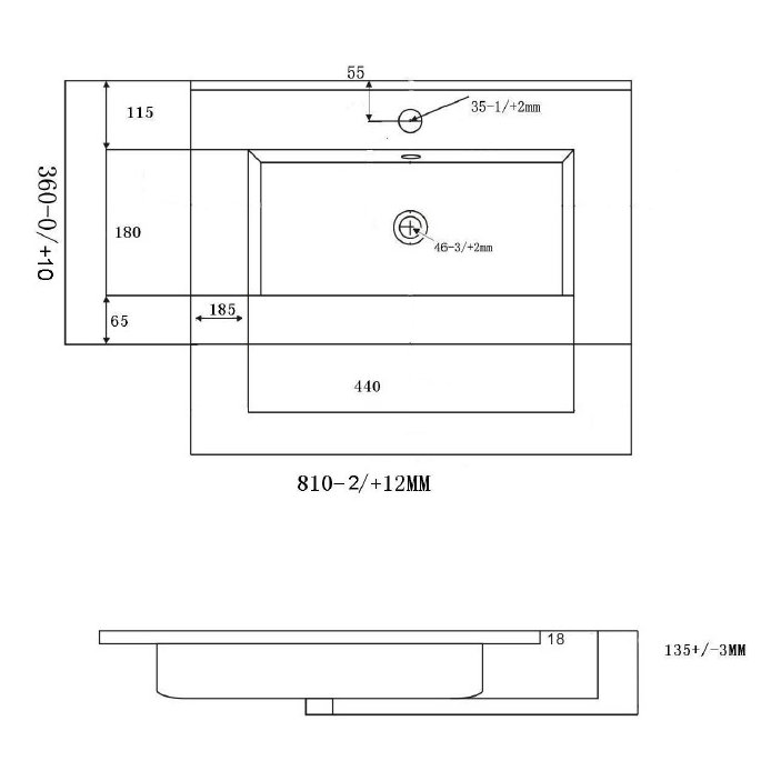 Jura 800mm Slim Ceramic Basin