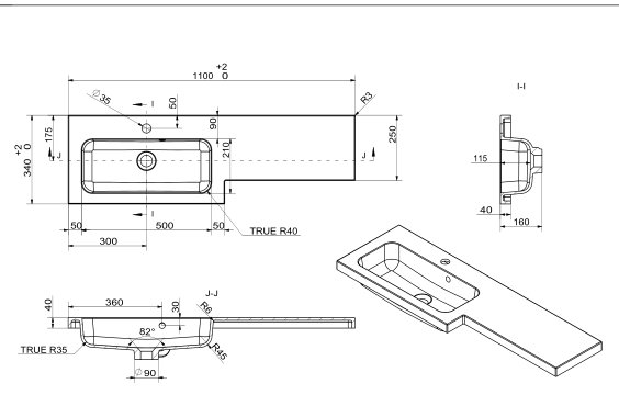 Lomond 1100mm LH Basin